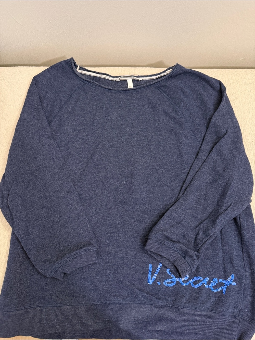Victoria's Secret Navy Blue Heather Pullover with Sequin Script